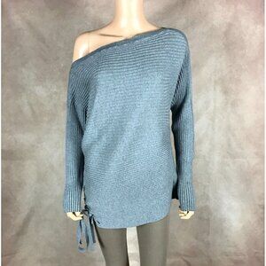 Designers Remix One-Shoulder Gray Rib Sweater Size Small
